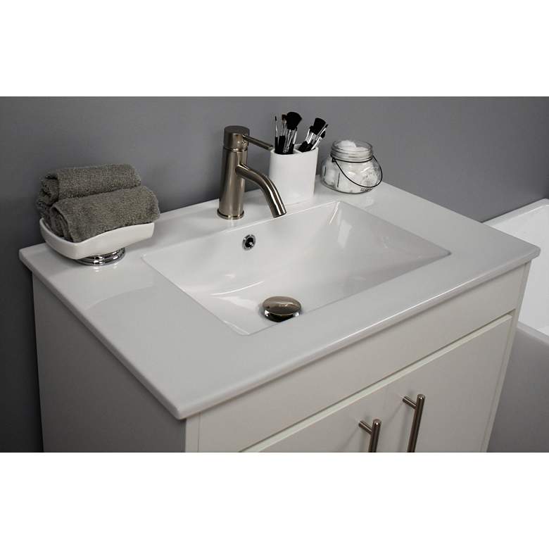 Image 3 Pacific 30 inch Wide Ceramic Top White 2-Door Single Sink Vanity more views