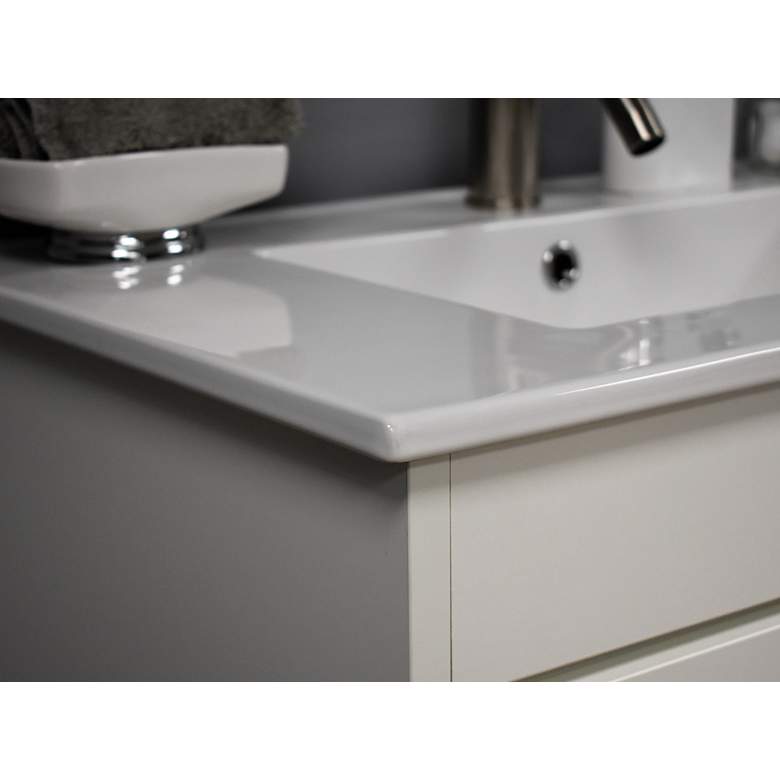 Image 4 Pacific 30 inch Wide Ceramic Top White 2-Door Single Sink Vanity more views