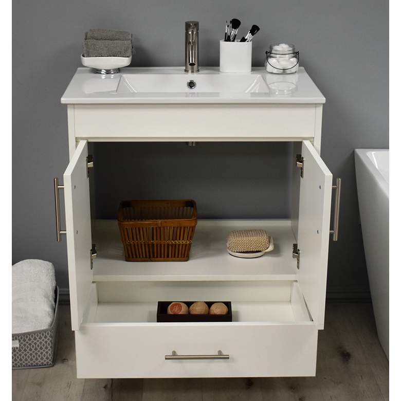 Image 6 Pacific 30 inch Wide Ceramic Top White 2-Door Single Sink Vanity more views