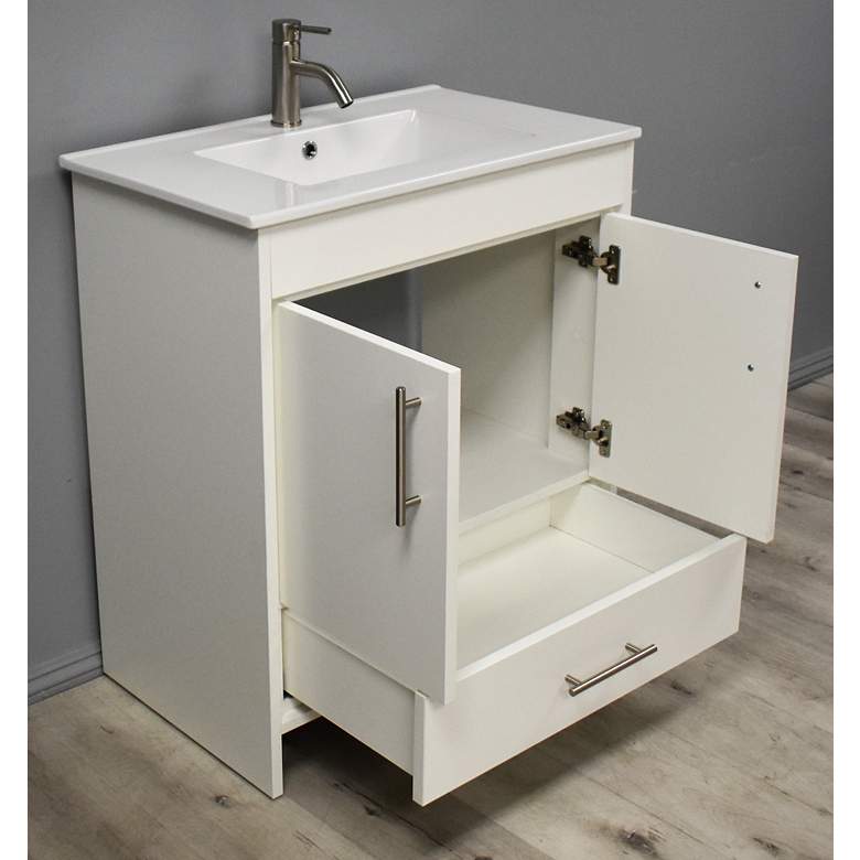 Image 7 Pacific 30 inch Wide Ceramic Top White 2-Door Single Sink Vanity more views