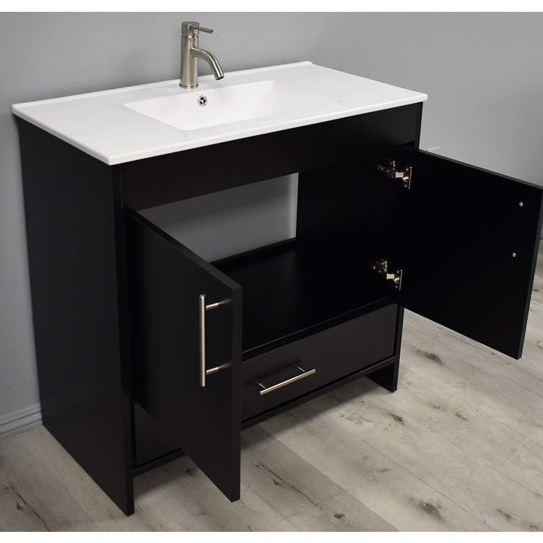 Image 7 Pacific 36" Wide Ceramic Top Black 2-Door Single Sink Vanity more views