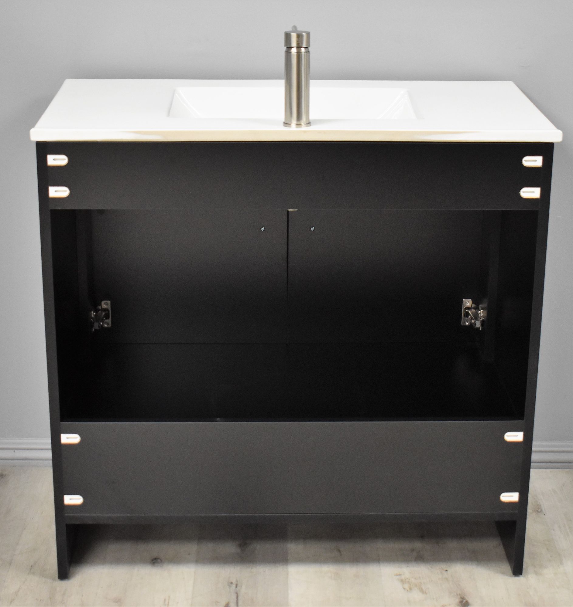 Pacific 36" Wide Ceramic Top Black 2-Door Single Sink Vanity