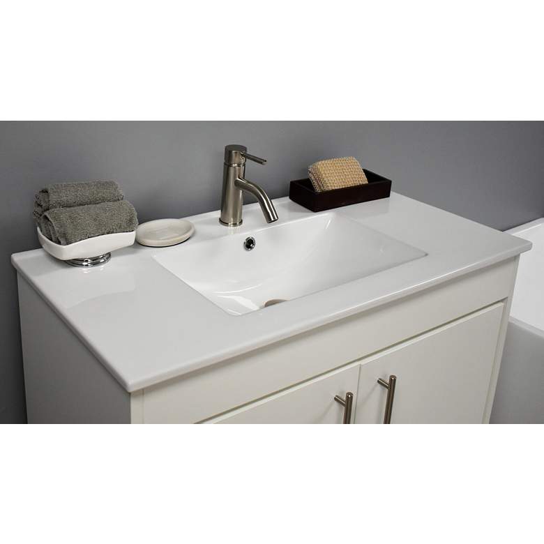 Image 4 Pacific 36 inch Wide Ceramic Top White 2-Door Single Sink Vanity more views