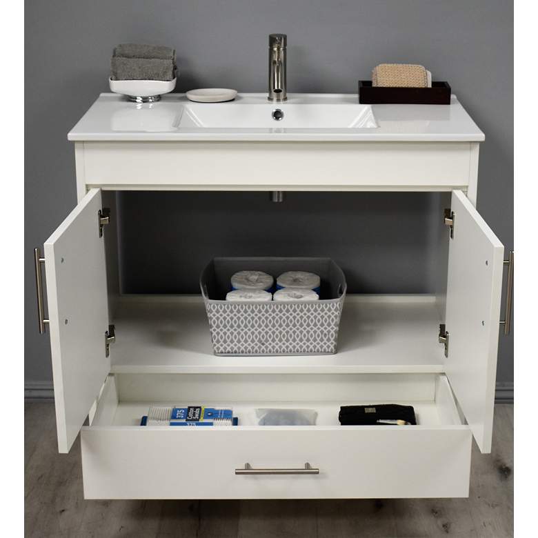 Image 6 Pacific 36" Wide Ceramic Top White 2-Door Single Sink Vanity more views