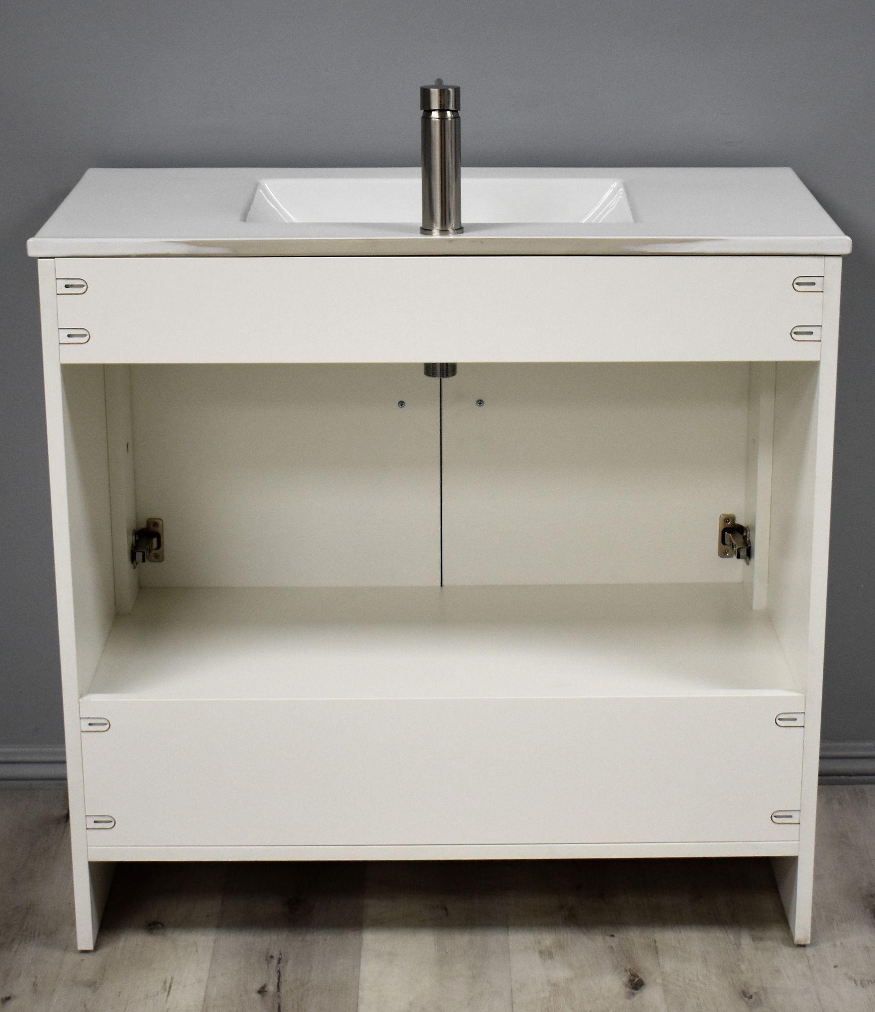 Pacific 36" Wide Ceramic Top White 2-Door Single Sink Vanity