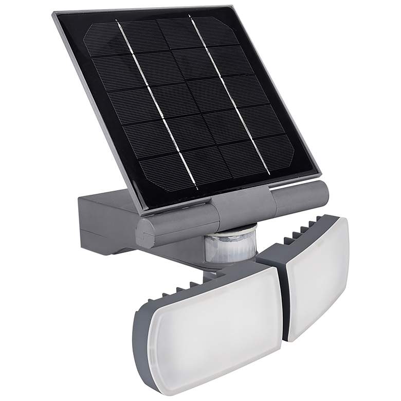 Image 1 Pacific Accents 10 inchH Gray Solar LED Outdoor Flood Light
