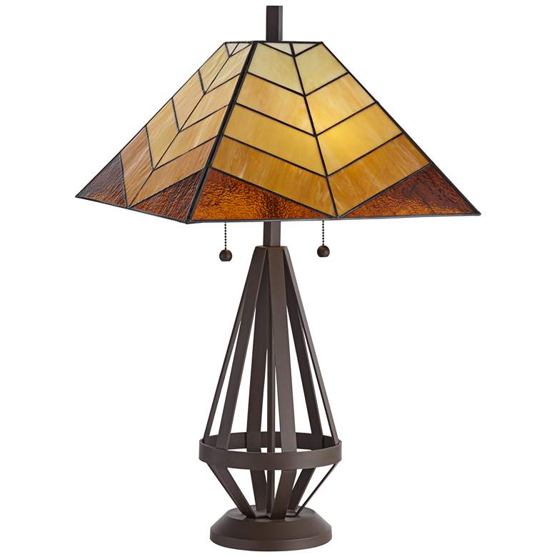 Image 2 Pacific Coast 30 1/2" Tiffany-Style Amber Glass Pull Chain Table Lamp