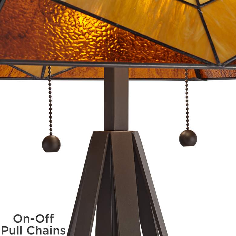 Image 4 Pacific Coast 30 1/2" Tiffany-Style Amber Glass Pull Chain Table Lamp more views