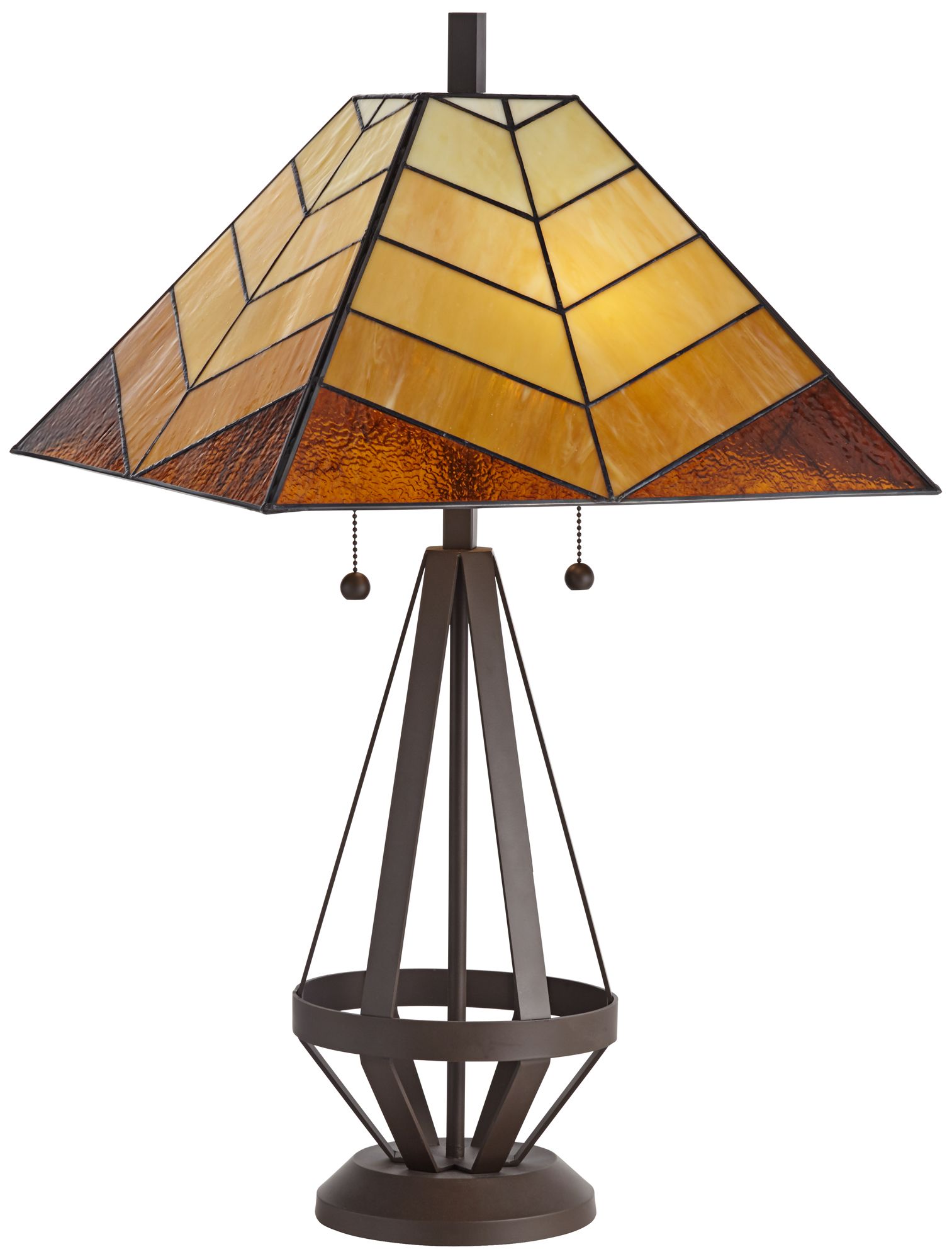 Pacific Coast 30 1/2" Tiffany-Style Amber Glass Pull Chain Table Lamp