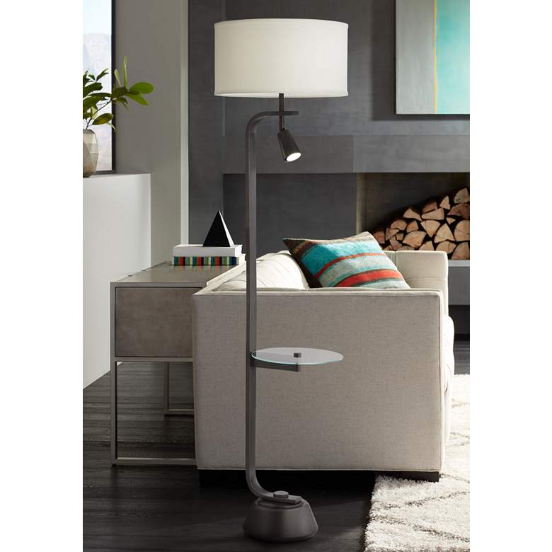 Image 1 Pacific Coast 67" Othello Glass Table Floor Lamp with Reading Light