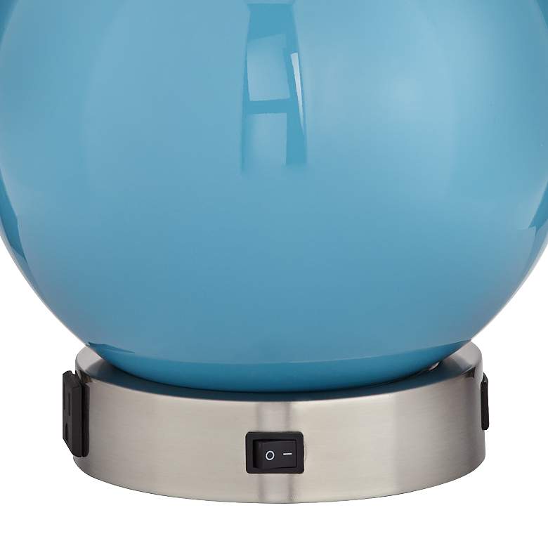 Image 3 Pacific Coast Aquarius 21" Blue Glass Sphere Outlet and USB Table Lamp more views