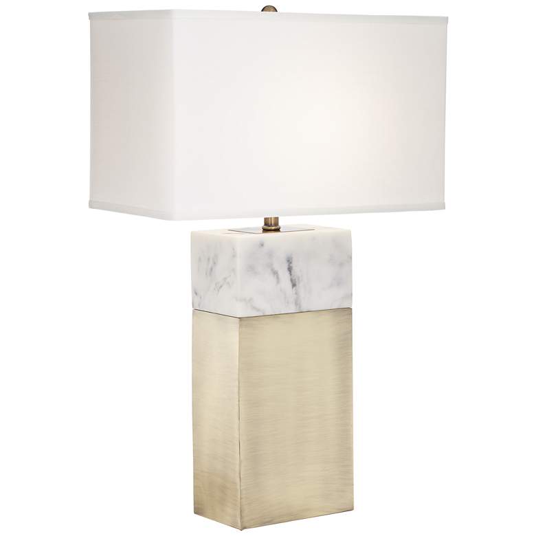 Image 2 Pacific Coast Imperial 30 inch Antique Brass Faux Marble Modern Table Lamp