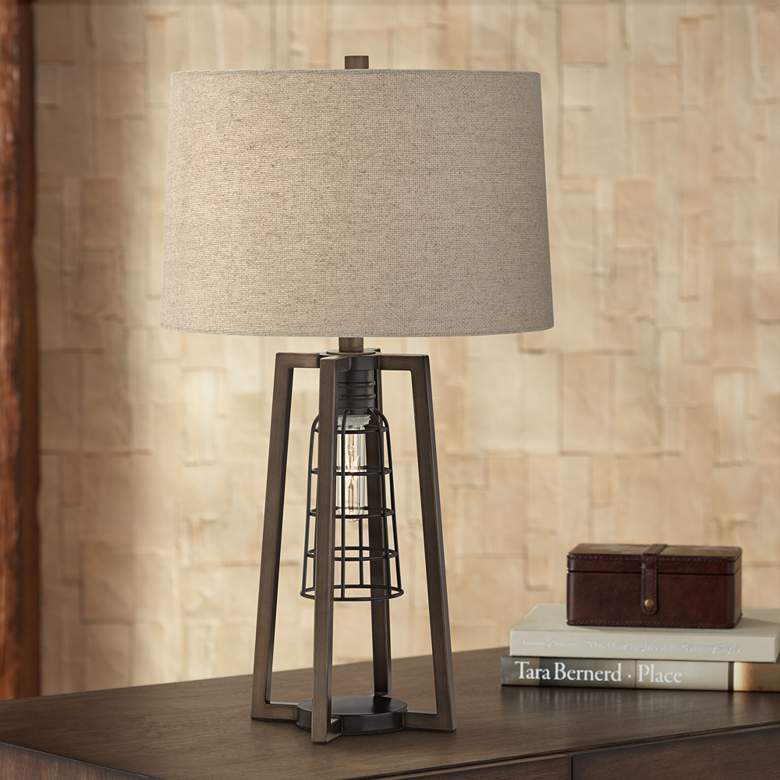 Image 1 Pacific Coast Julian 26 3/4" Bronze Cage Night Light Table Lamp