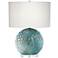 Pacific Coast Lighitng 23" Calypso Blue Sea Round Art Glass Table Lamp