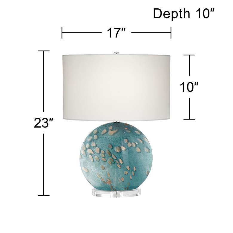 Image 3 Pacific Coast Lighitng 23 inch Calypso Blue Sea Round Art Glass Table Lamp more views