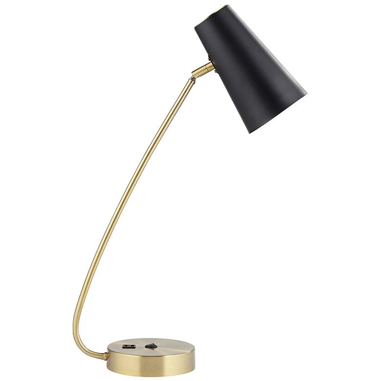Image 2 Pacific Coast Lighting 24" Modern Brass and Black USB Desk Lamp