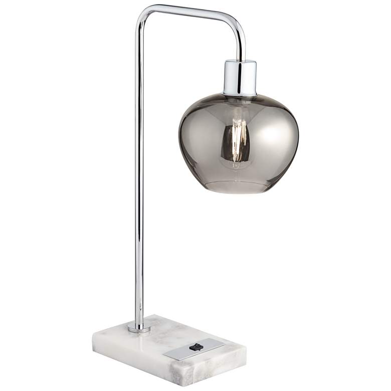 Image 2 Pacific Coast Lighting 24" Modern Offset Arm Smoke Glass Table Lamp