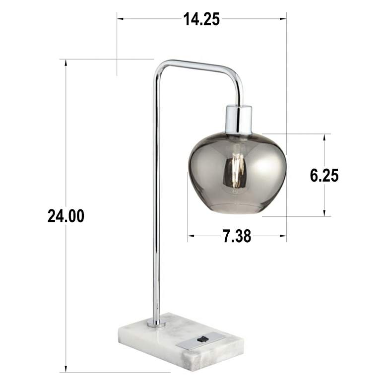 Image 7 Pacific Coast Lighting 24" Modern Offset Arm Smoke Glass Table Lamp more views