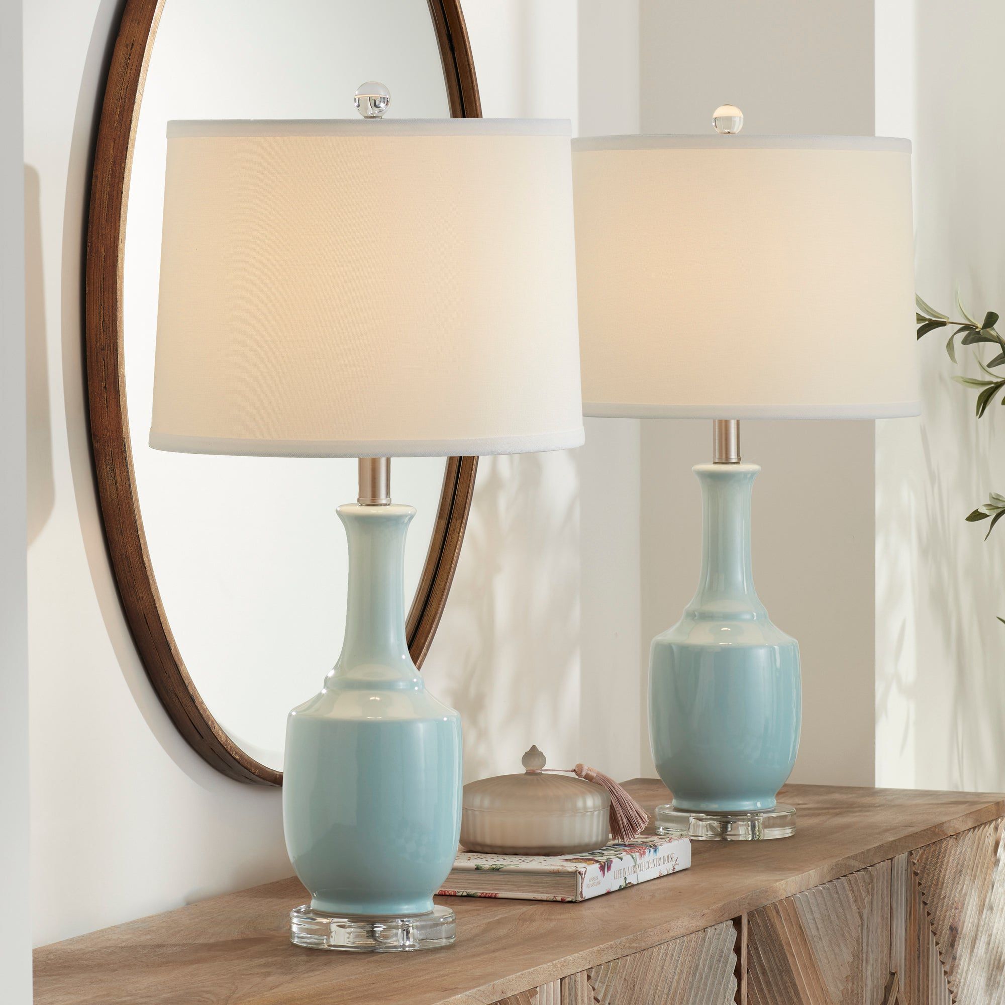 Image Pacific Coast Lighting 26 1/2" Ocean Blue Ceramic Table Lamps Set of 2