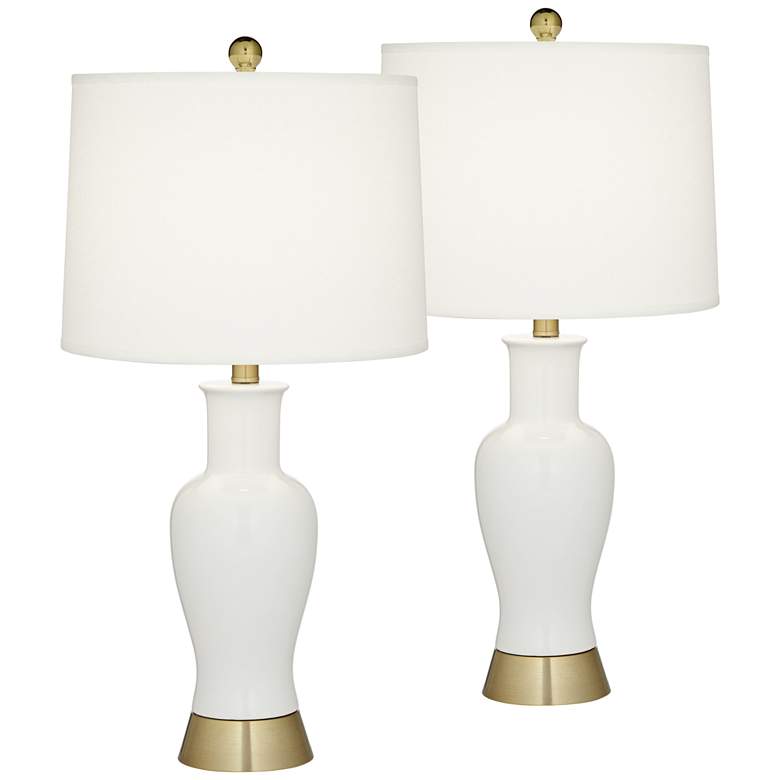 Image 2 Pacific Coast Lighting 26 1/2" White Ceramic Table Lamps Set of 2