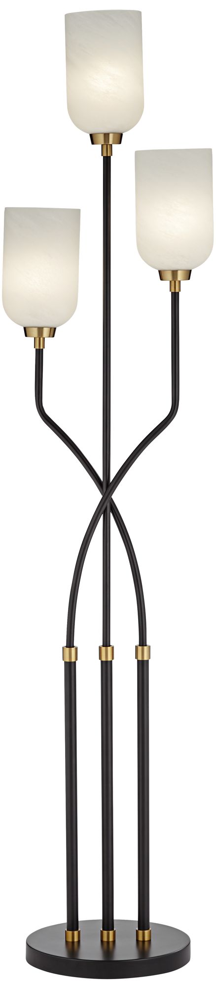 Pacific Coast Lighting 3-Light Dark Bronze with Alabaster Glass Floor Lamp