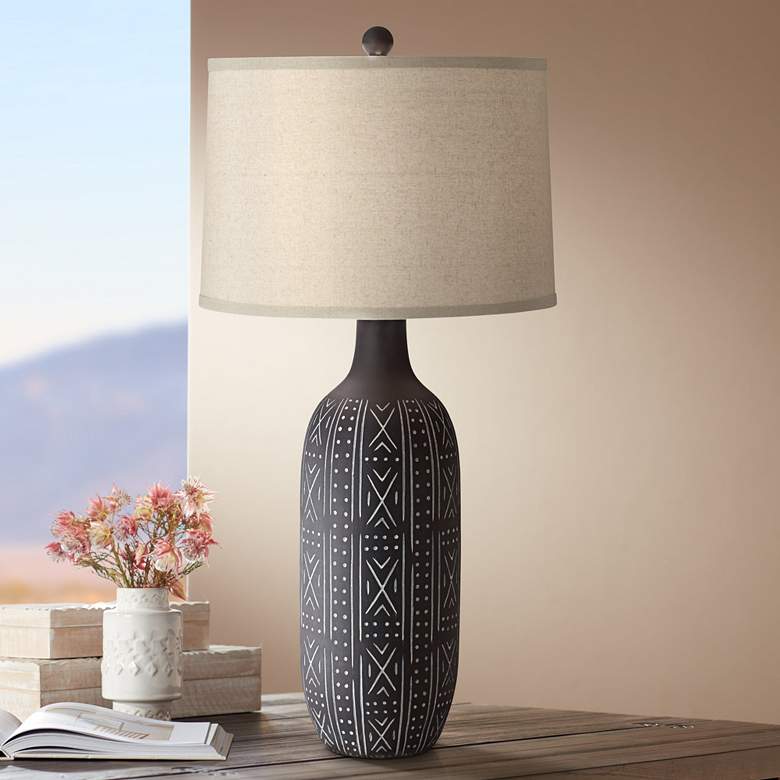 Pacific Coast Lighting 31 1/4" Black Geometric Pattern Table Lamp