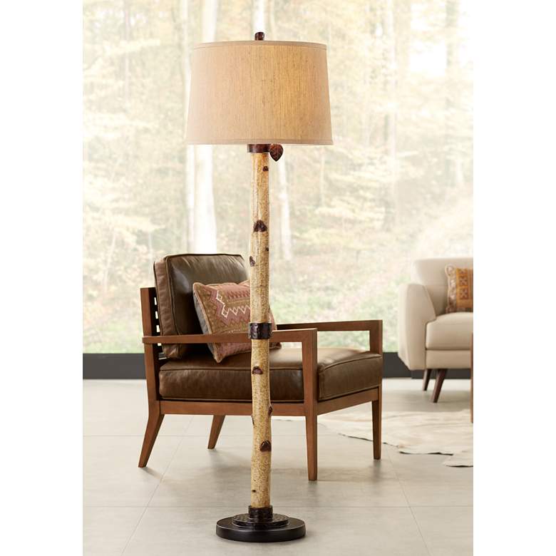 Image 1 Pacific Coast Lighting 63 1/2 inch Rustic Birch Tree Floor Lamp