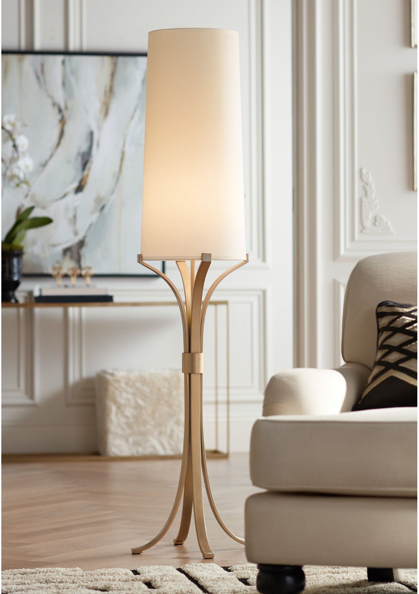 Image Pacific Coast Lighting 64" Modern 4-Leg Soft Gold Floor Lamp