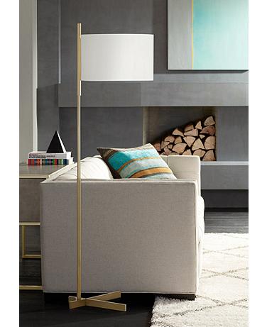 Pacific Coast Lighting 64" Offset Shade Warm Gold Modern Floor Lamp