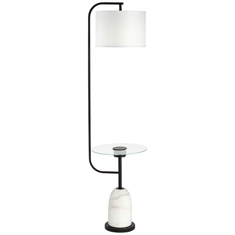 Image 2 Pacific Coast Lighting 65.8" Black and Marble USB Table Floor Lamp