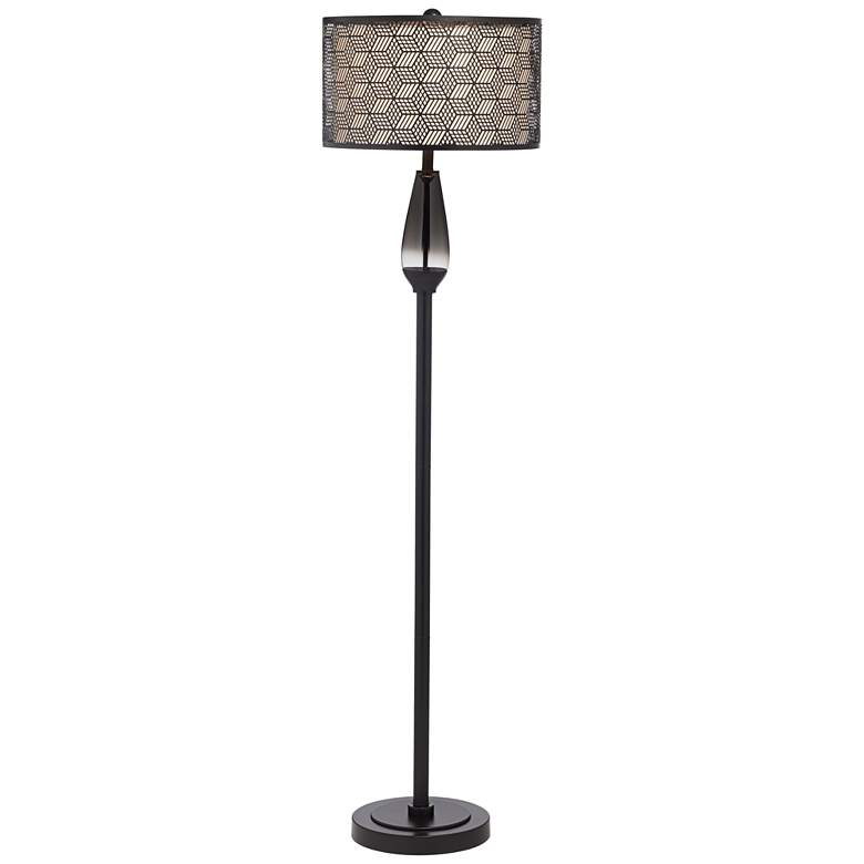 Image 2 Pacific Coast Lighting 65 inch Gray Glass Metal Shade Modern Floor Lamp