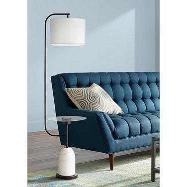 Pacific Coast Lighting 66" High Black and Marble USB Table Floor Lamp