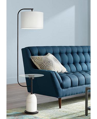 Pacific Coast Lighting 66" High Black and Marble USB Table Floor Lamp