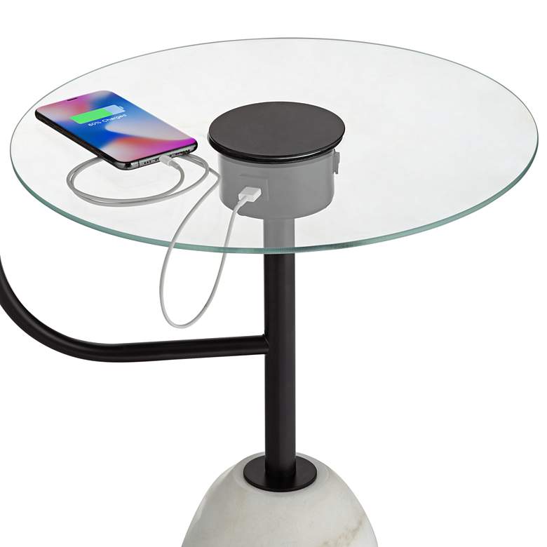 Image 3 Pacific Coast Lighting 66" High Black and Marble USB Table Floor Lamp more views