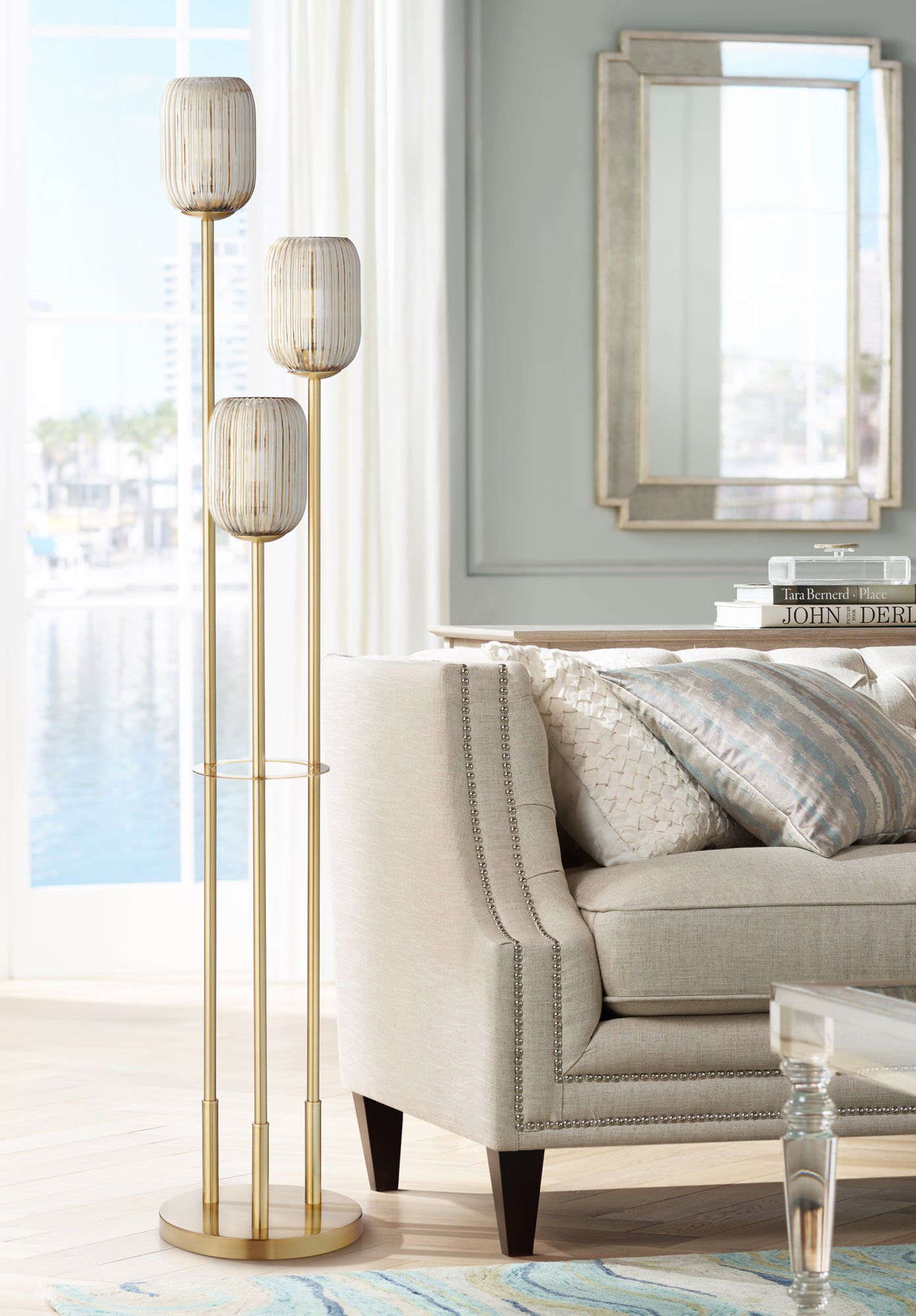 Image Pacific Coast Lighting 68" High 3-Light Gold Pole Floor Lamp