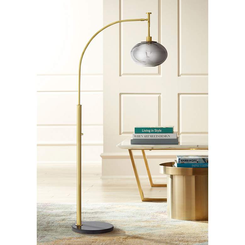 Image 1 Pacific Coast Lighting 69 inch Gray Orb and Gold Modern Arc Floor Lamp