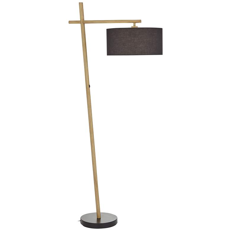 Image 1 Pacific Coast Lighting 70 inch High Wood Veneer Angled Modern Floor Lamp
