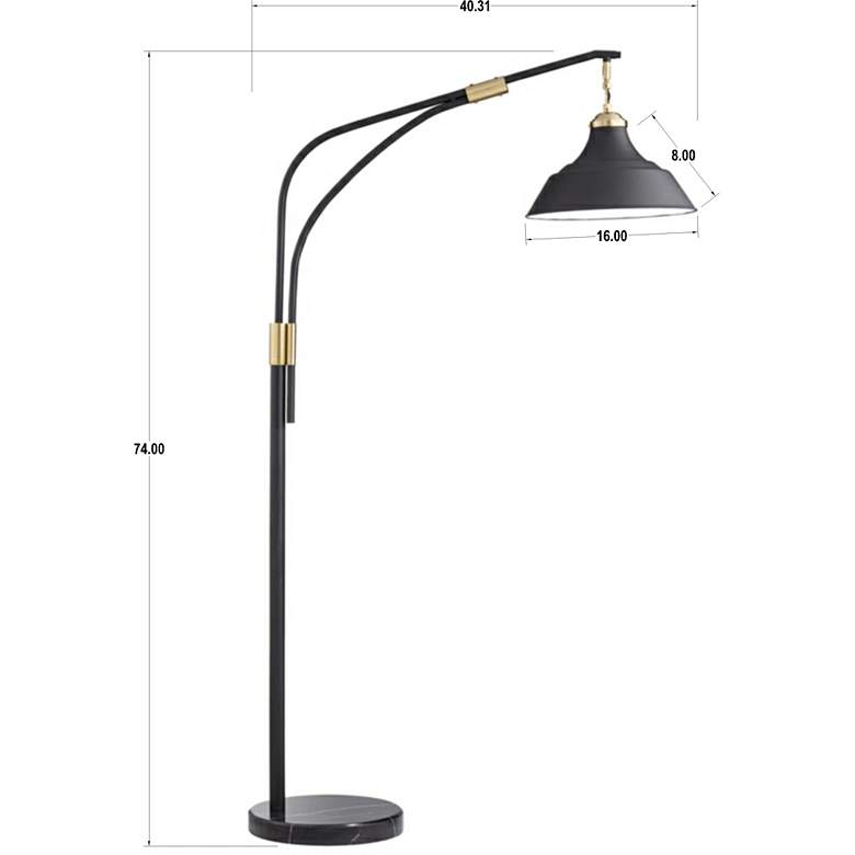 Image 6 Pacific Coast Lighting 74 inch High Brass and Black Arc Floor Lamp more views