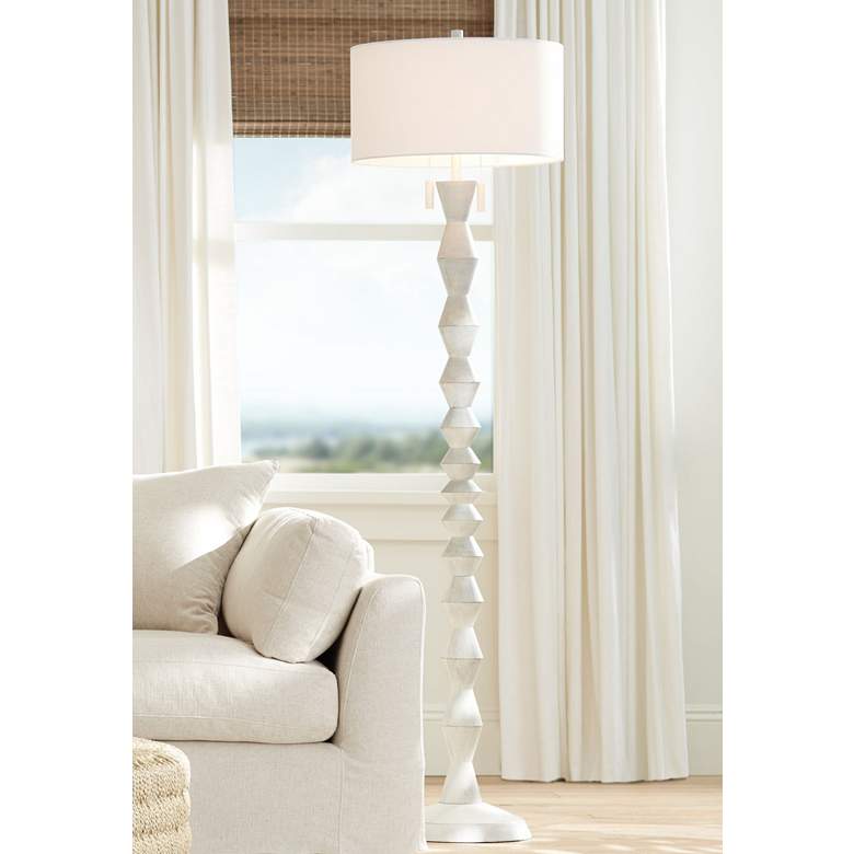 Image 1 Pacific Coast Lighting 75" High White Pull Chain Spindle Floor Lamp
