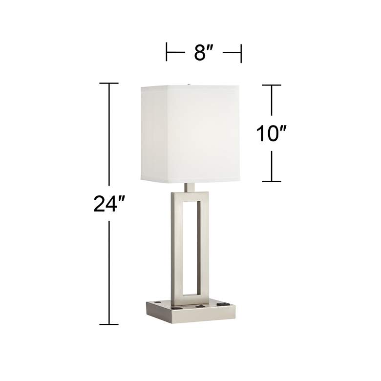 Image 5 Pacific Coast Lighting Acuous Brushed Nickel USB Port and Outlet Table Lamp more views