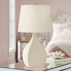 Image1 of Pacific Coast Lighting Addy Off-White Linen Ceramic Table Lamp