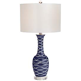 Image2 of Pacific Coast Lighting Ainsley Modern Blue Ceramic Wave Table Lamp