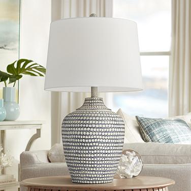 Pacific Coast Lighting Fish Scale Sea Blue Glass Table Lamp - #6H431, Lamps Plus
