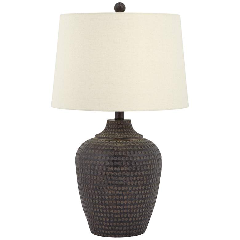 Image 2 Pacific Coast Lighting Alese Earthen Brown Hammered Base Table Lamp