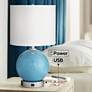Pacific Coast Lighting Aquarius Blue Glass Sphere Outlet and USB Table Lamp