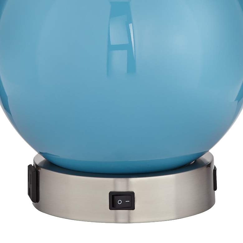 Image 3 Pacific Coast Lighting Aquarius Blue Glass Sphere Outlet and USB Table Lamp more views