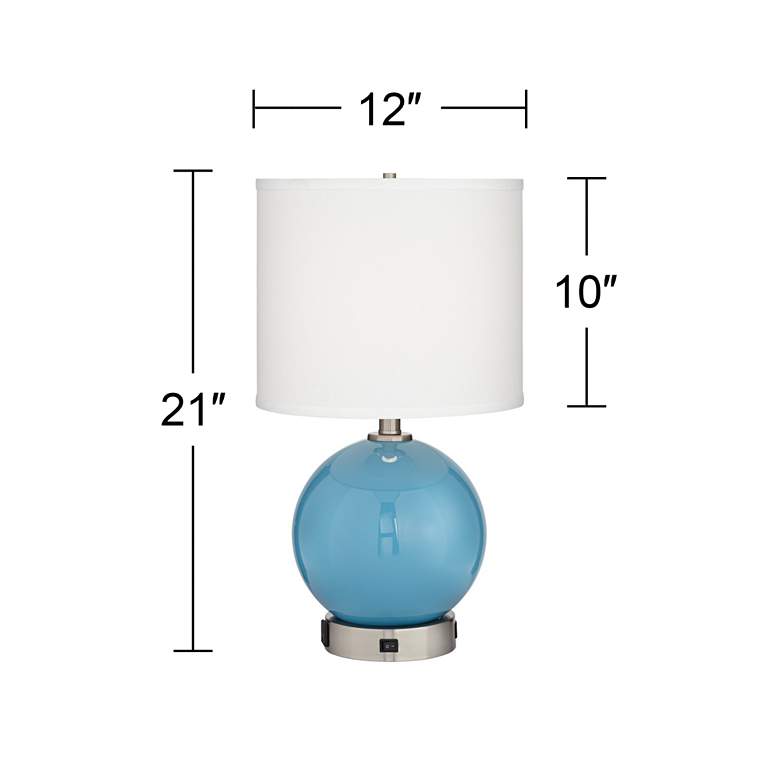 Image 4 Pacific Coast Lighting Aquarius Blue Glass Sphere Outlet and USB Table Lamp more views