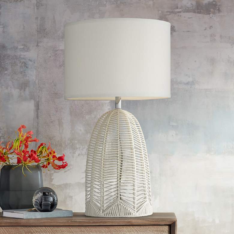 Image 1 Pacific Coast Lighting Aria 29 1/2" Woven White Rope Cage Table Lamp