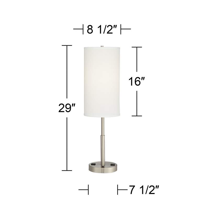 Image 4 Pacific Coast Lighting Aria Brushed Nickel Table Lamp with Outlets more views