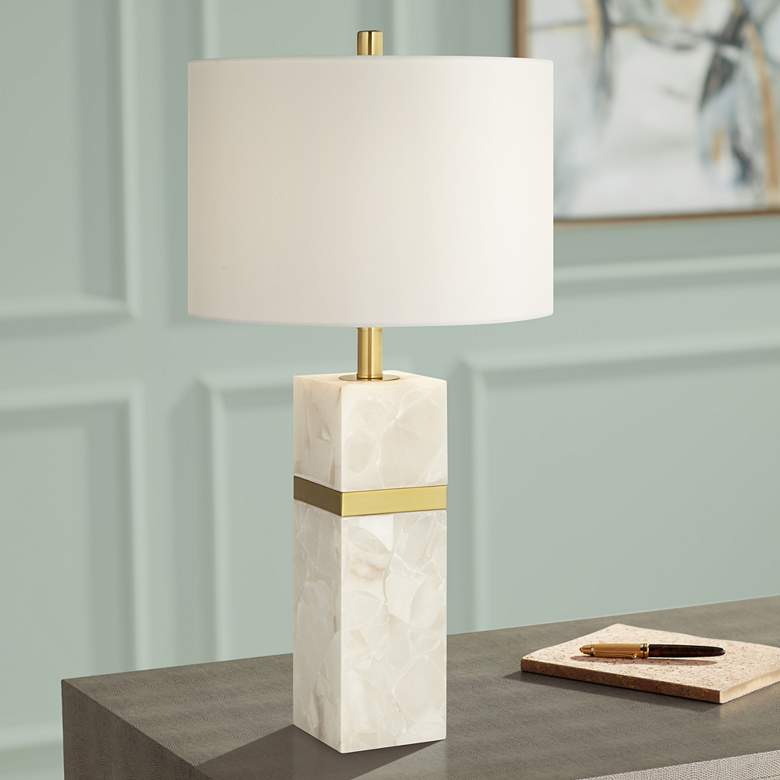 Image 1 Pacific Coast Lighting Arlanza Faux Alabaster Modern Table Lamp
